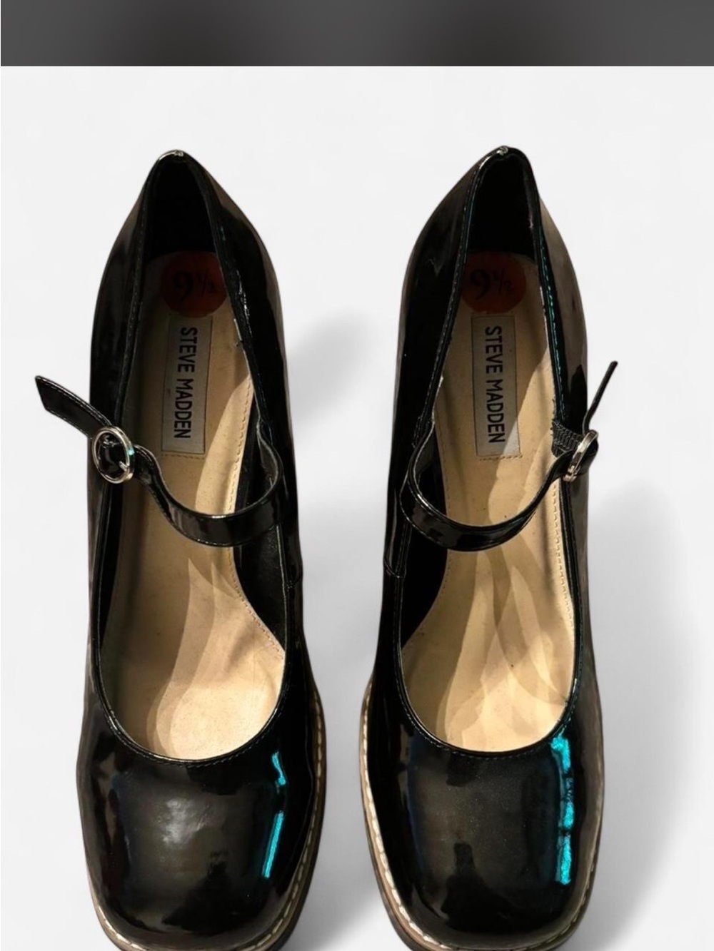 Steve Madden Hush Black Patent Mary Jane Heels